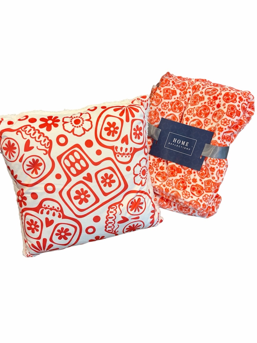Orange Sugar Skull Decorative Pillow and Throw